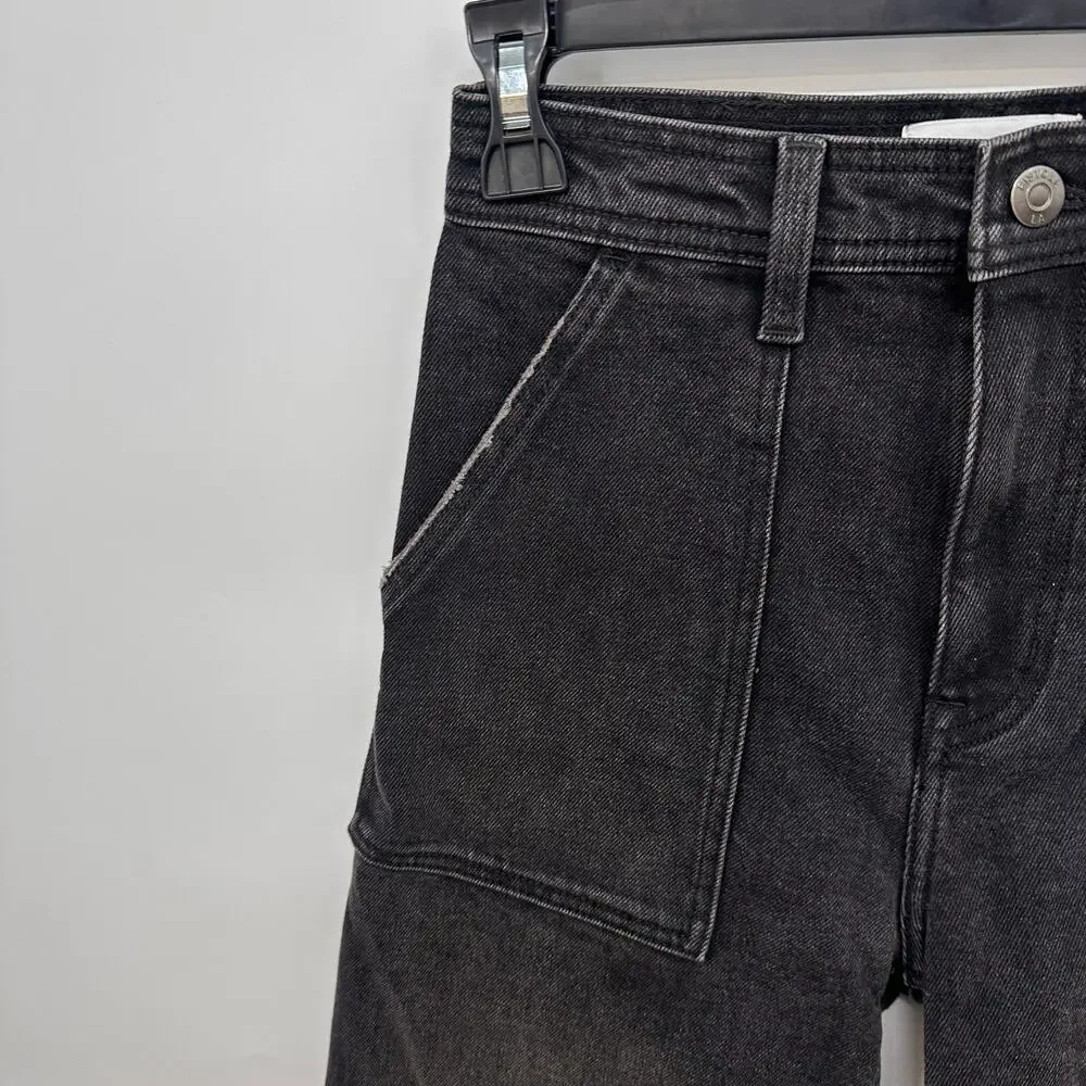PISTOLA NWT Evereve Penny Utility High Rise Wide Leg Black Denim Collins // 24
